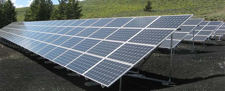 Tilted solar panel arrays in mountainous areas