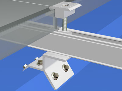 MRac Trapezoidal Metal Roof Clamp (with Rail)