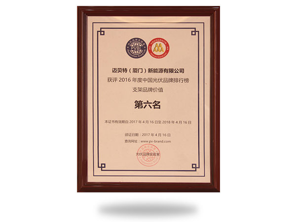 Top 10 China PV Mounting System brand 2016