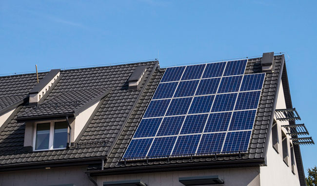 Solar Panels Installed on Metal Tile Roof