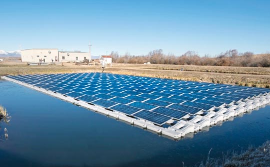 A floating PV facility at a water-treatment site in Walden, Colorado