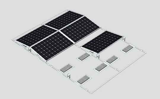 flat roof solar ballasted mounting system